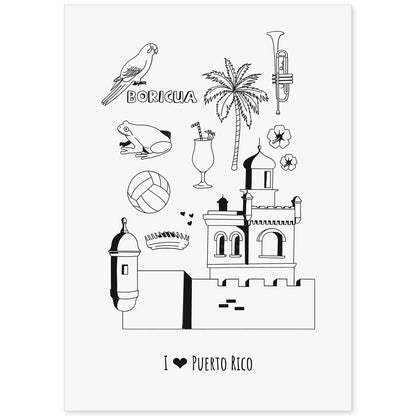 Lámina de Puerto Rico. Pósters de países y ciudades del mundo. Imágenes de monumentos y viajes.-Artwork-Nacnic-A4-Sin marco-Nacnic Estudio SL