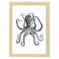 Lámina de Pulpo. Posters con animales en blanco y negro.-Artwork-Nacnic-A4-Marco Madera clara-Nacnic Estudio SL
