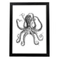 Lámina de Pulpo. Posters con animales en blanco y negro.-Artwork-Nacnic-A4-Marco Negro-Nacnic Estudio SL