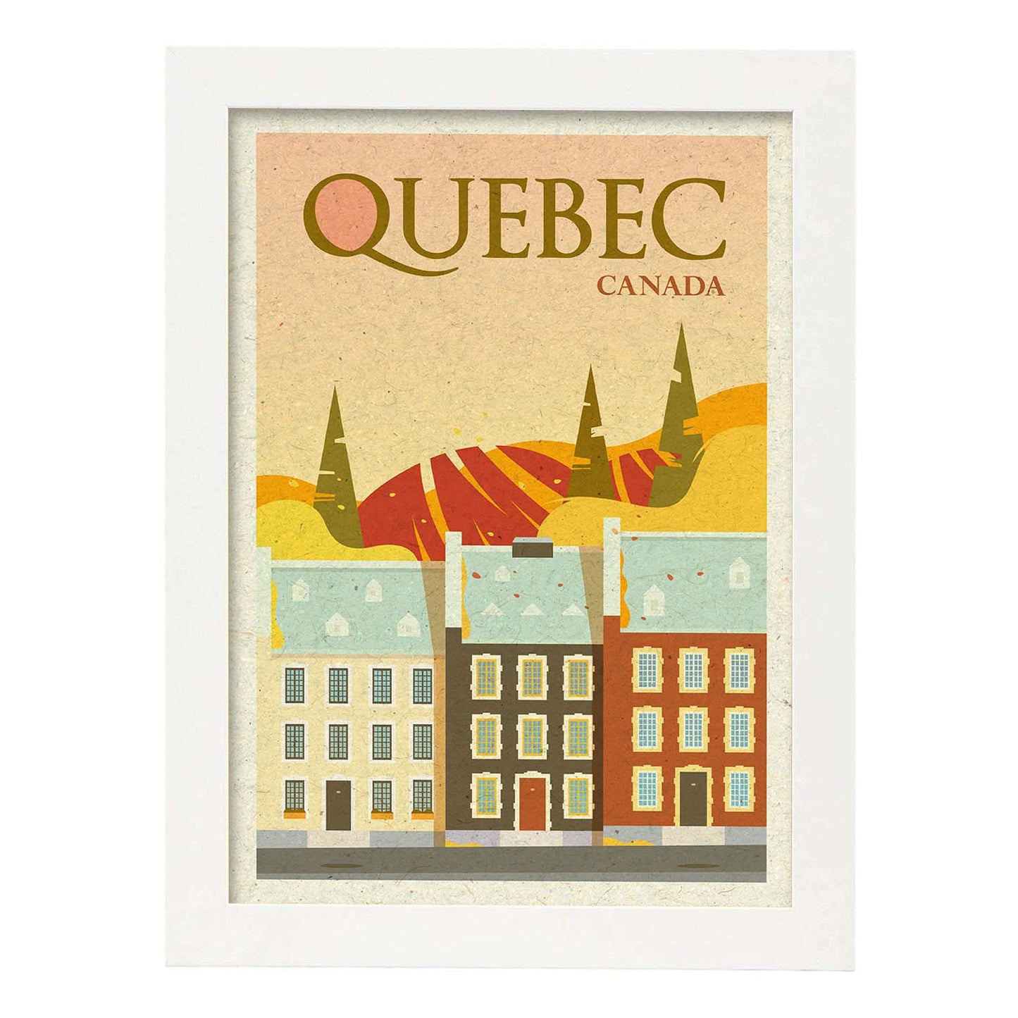 Lámina de Quebec. Estilo vintage. Poster ciudad en colores. Anuncio Quebec-Artwork-Nacnic-A3-Marco Blanco-Nacnic Estudio SL