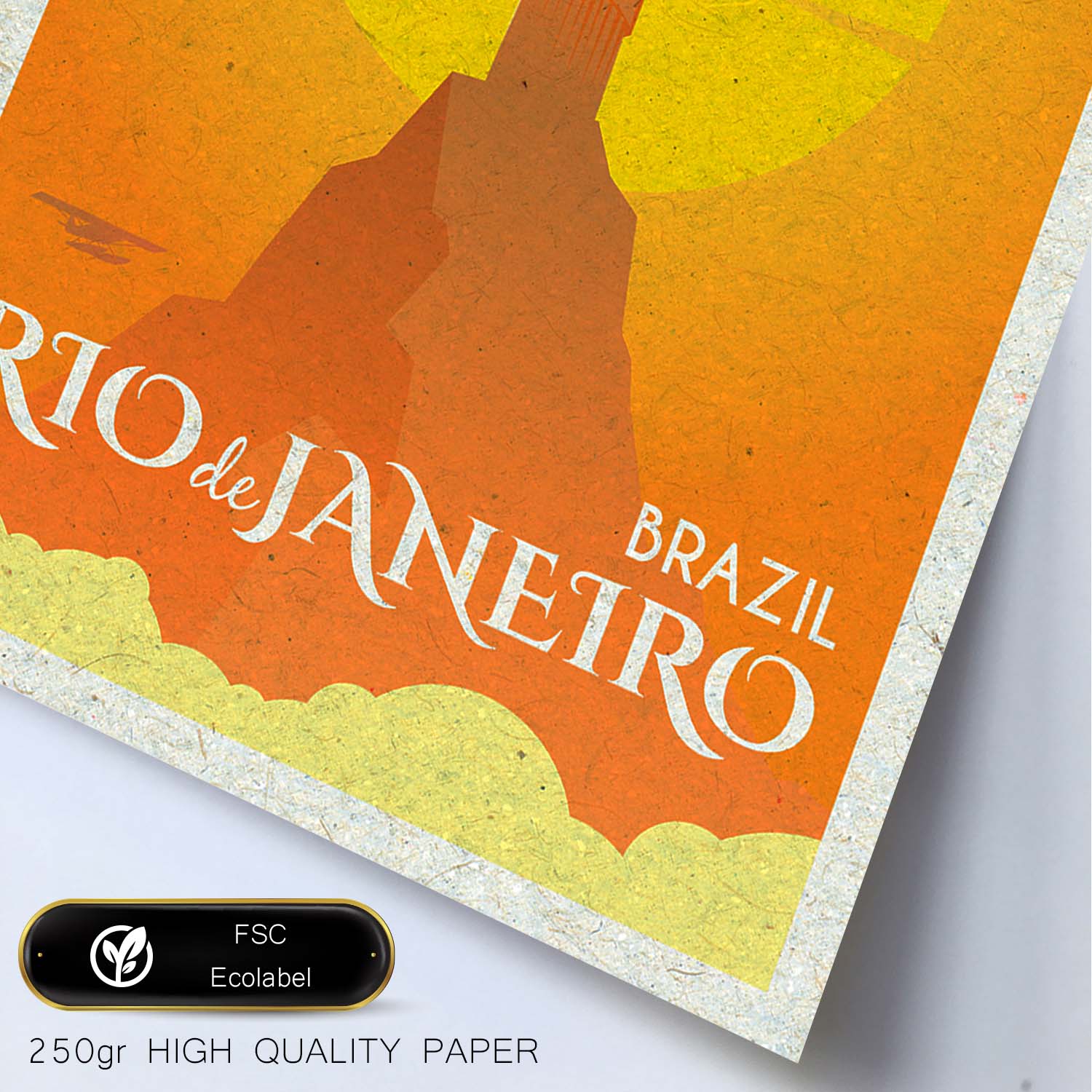 Lámina de Rio de Janeiro 2. Estilo vintage. Poster Cristo Redentor en colores. Anuncio Rio de Janeiro 2-Artwork-Nacnic-Nacnic Estudio SL
