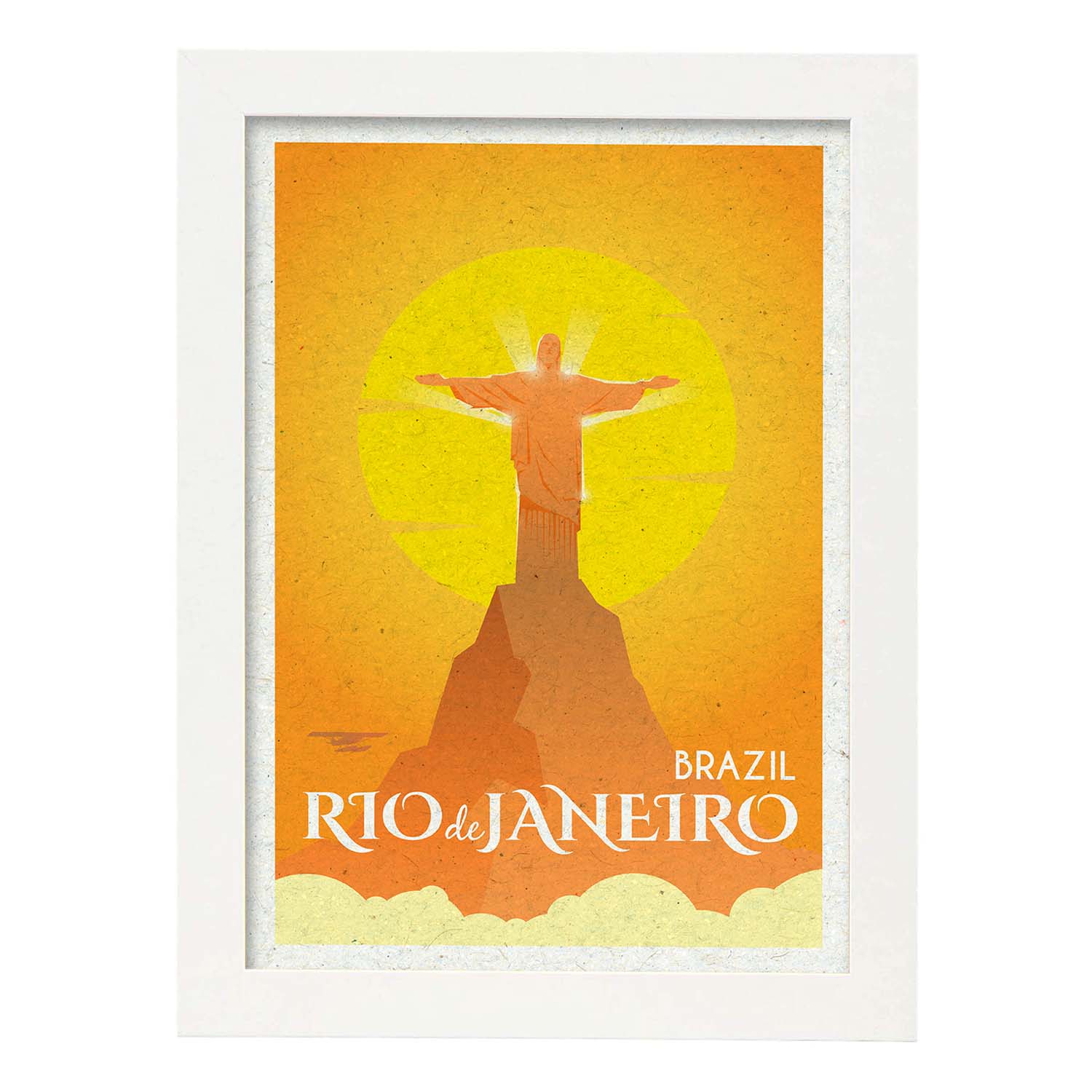 Lámina de Rio de Janeiro 2. Estilo vintage. Poster Cristo Redentor en colores. Anuncio Rio de Janeiro 2-Artwork-Nacnic-A3-Marco Blanco-Nacnic Estudio SL