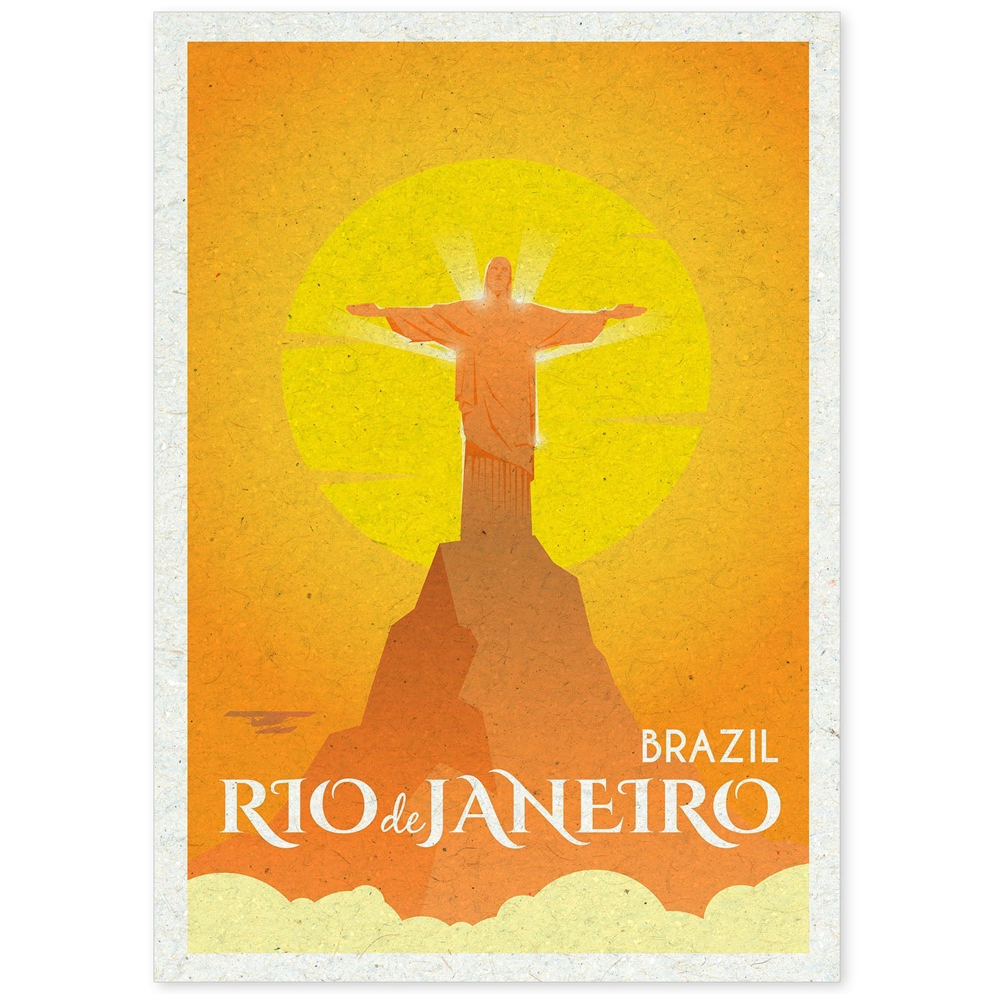 Lámina de Rio de Janeiro 2. Estilo vintage. Poster Cristo Redentor en colores. Anuncio Rio de Janeiro 2-Artwork-Nacnic-A4-Sin marco-Nacnic Estudio SL