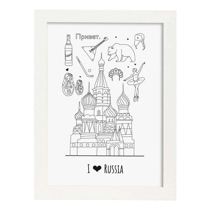 Lámina de Rusia. Pósters de países y ciudades del mundo. Imágenes de monumentos y viajes.-Artwork-Nacnic-A4-Marco Blanco-Nacnic Estudio SL