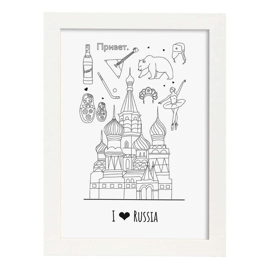 Lámina de Rusia. Pósters de países y ciudades del mundo. Imágenes de monumentos y viajes.-Artwork-Nacnic-A4-Marco Blanco-Nacnic Estudio SL