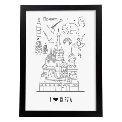 Lámina de Rusia. Pósters de países y ciudades del mundo. Imágenes de monumentos y viajes.-Artwork-Nacnic-A4-Marco Negro-Nacnic Estudio SL