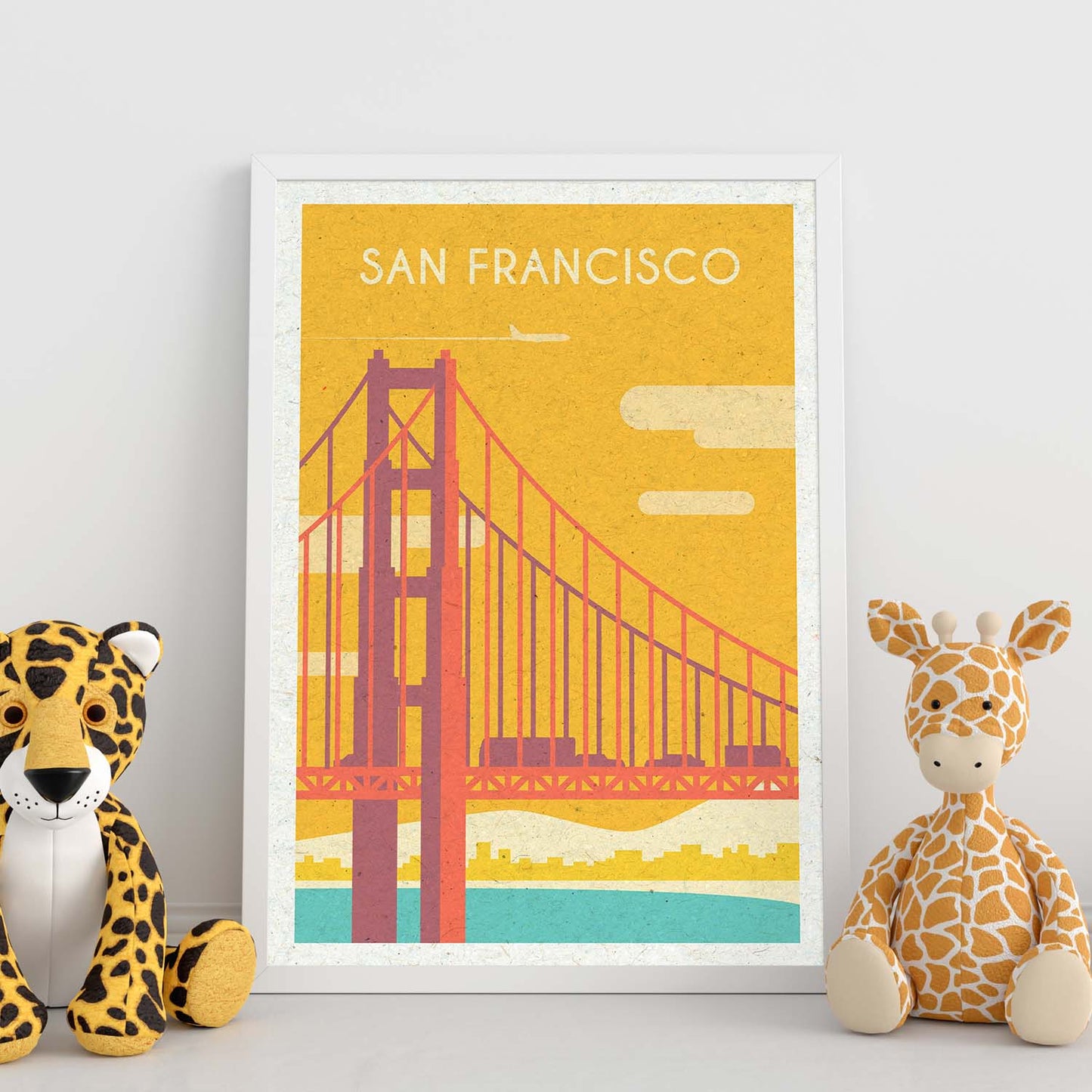 Lámina de San Francisco. Estilo vintage. Poster puente Golden Gate en colores. Anuncio Estados Unidos-Artwork-Nacnic-Nacnic Estudio SL