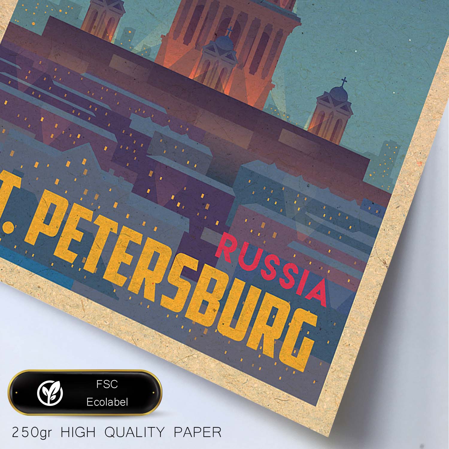 Lámina de San Petesburgo. Estilo vintage. Poster ciudad en colores. Anuncio San Petesburgo-Artwork-Nacnic-Nacnic Estudio SL