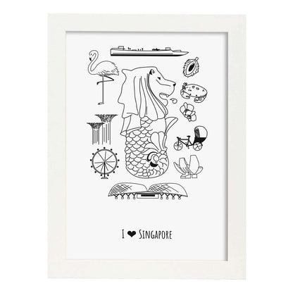 Lámina de Singapur. Pósters de países y ciudades del mundo. Imágenes de monumentos y viajes.-Artwork-Nacnic-A4-Marco Blanco-Nacnic Estudio SL