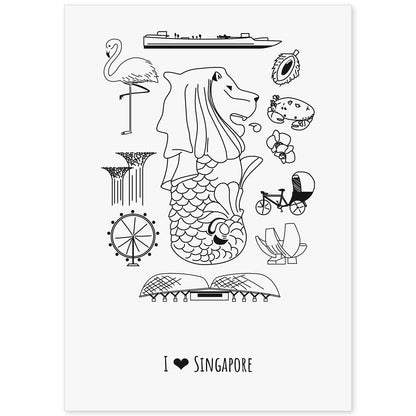 Lámina de Singapur. Pósters de países y ciudades del mundo. Imágenes de monumentos y viajes.-Artwork-Nacnic-A4-Sin marco-Nacnic Estudio SL
