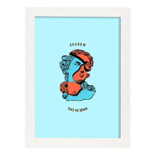 Lámina de Sombra. Pósters con bustos minimalistas de los dioses de la mitología griega.-Artwork-Nacnic-A4-Marco Blanco-Nacnic Estudio SL
