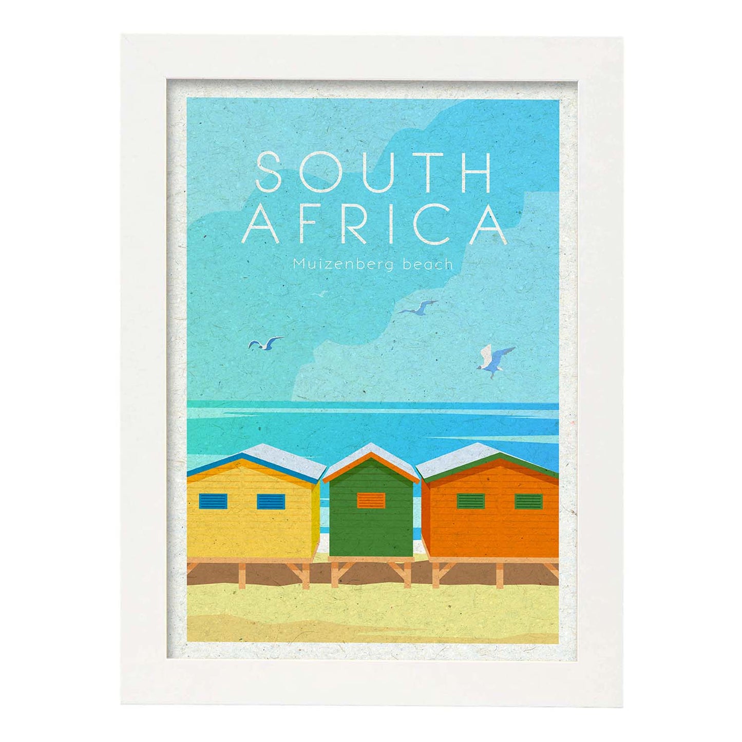 Lámina de Sudáfrica. Estilo vintage. Poster ciudad en colores. Anuncio Sudáfrica-Artwork-Nacnic-A3-Marco Blanco-Nacnic Estudio SL
