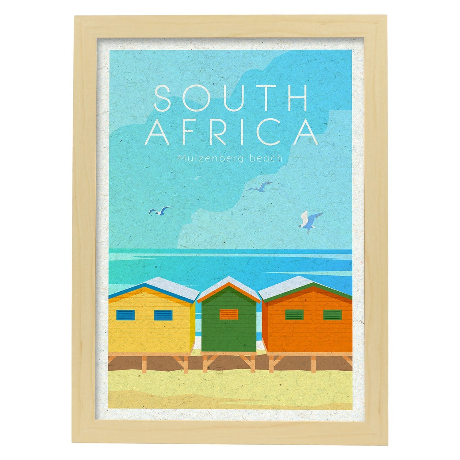 Lámina de Sudáfrica. Estilo vintage. Poster ciudad en colores. Anuncio Sudáfrica-Artwork-Nacnic-A3-Marco Madera clara-Nacnic Estudio SL