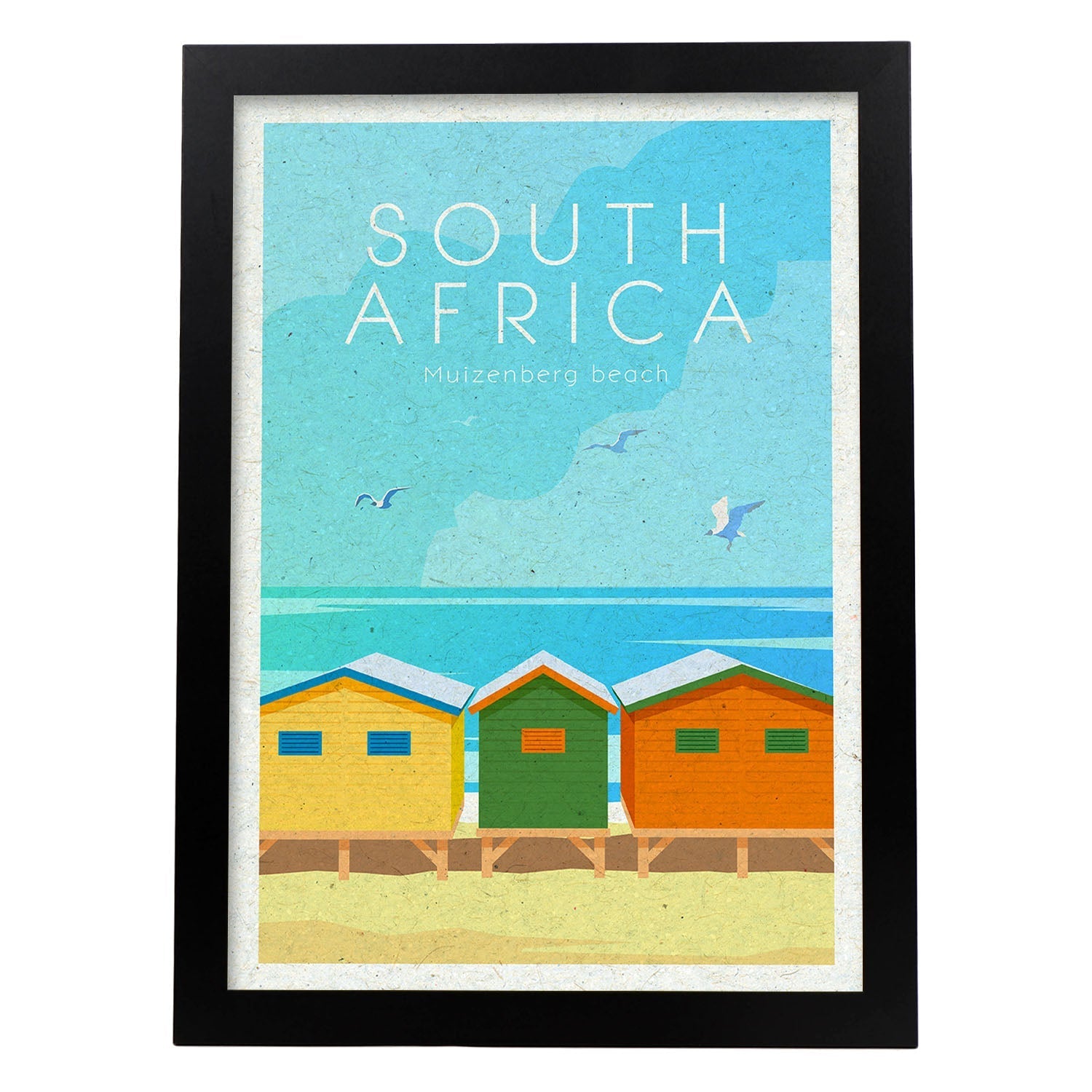 Lámina de Sudáfrica. Estilo vintage. Poster ciudad en colores. Anuncio Sudáfrica-Artwork-Nacnic-A3-Marco Negro-Nacnic Estudio SL