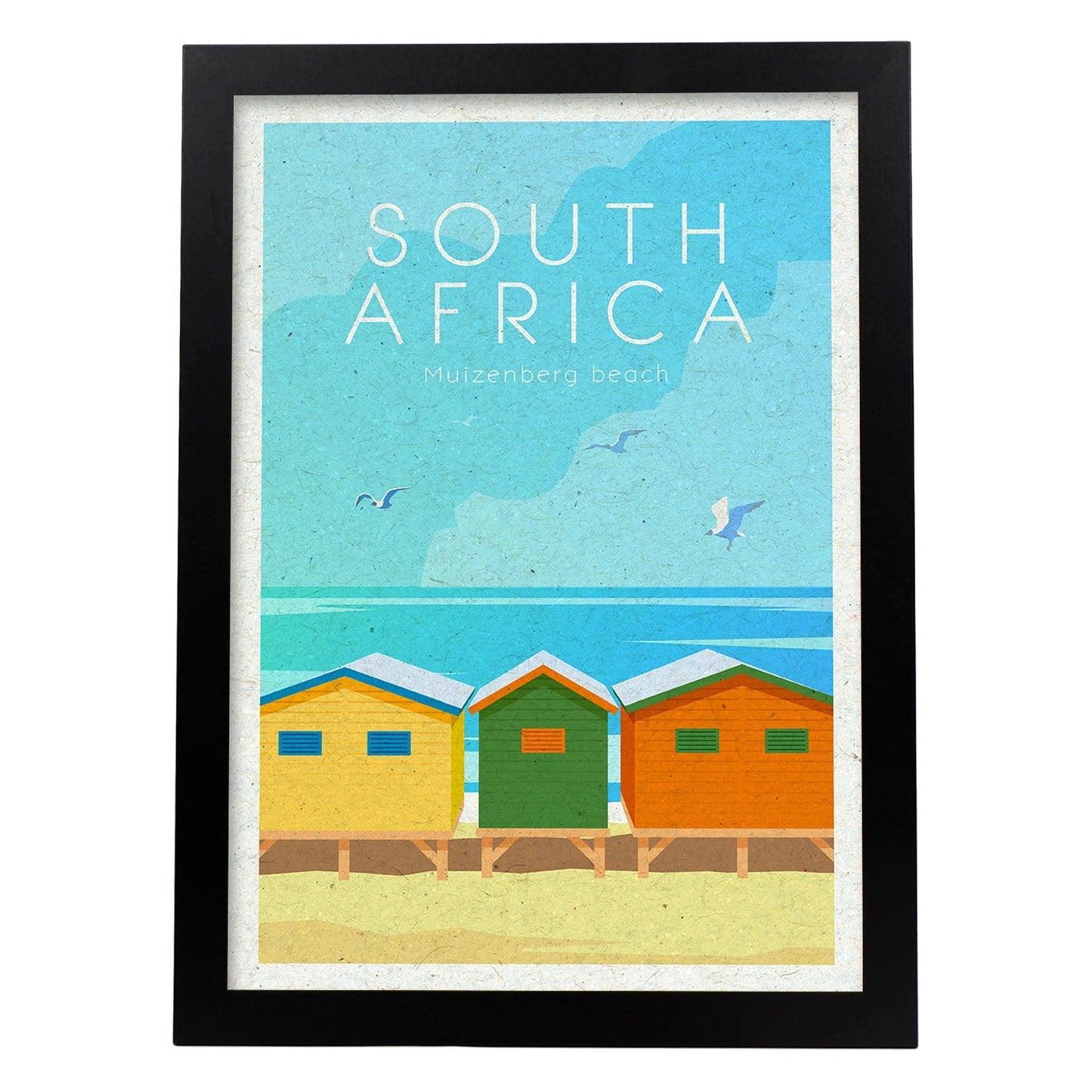 Lámina de Sudáfrica. Estilo vintage. Poster ciudad en colores. Anuncio Sudáfrica-Artwork-Nacnic-A4-Marco Negro-Nacnic Estudio SL