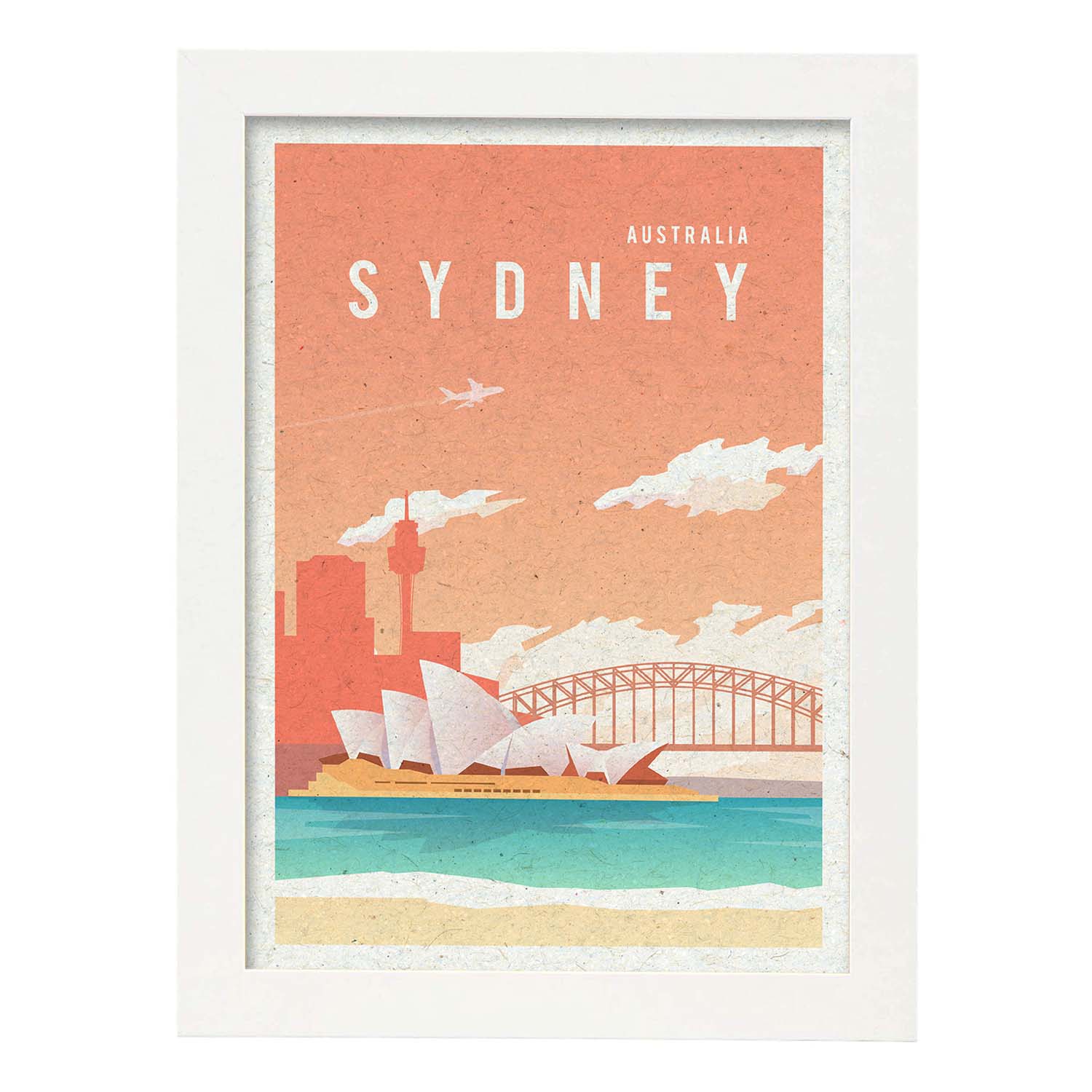 Lámina de Sydney. Estilo vintage. Poster opera en colores. Anuncio Sydney-Artwork-Nacnic-A3-Marco Blanco-Nacnic Estudio SL