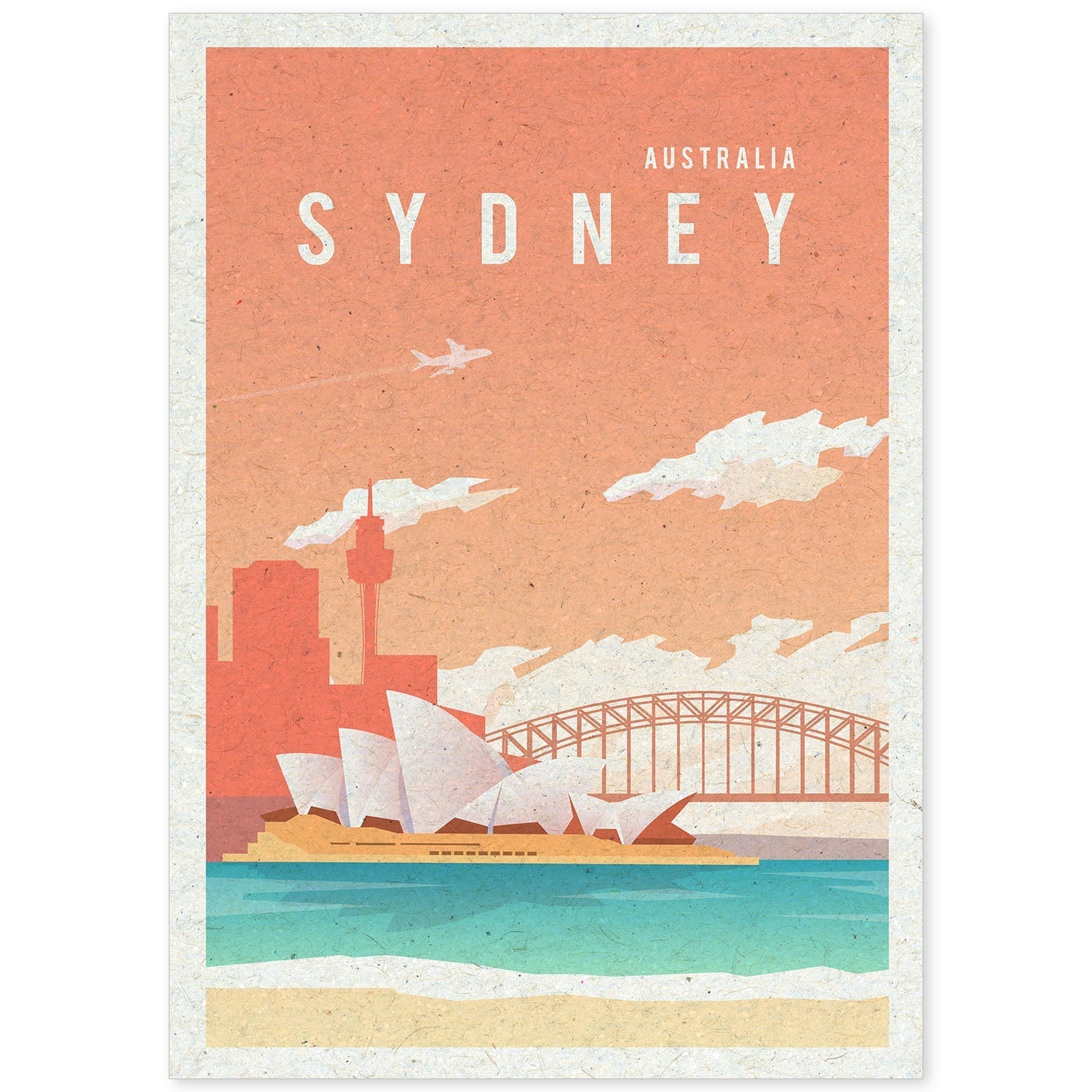 Lámina de Sydney. Estilo vintage. Poster opera en colores. Anuncio Sydney-Artwork-Nacnic-A4-Sin marco-Nacnic Estudio SL