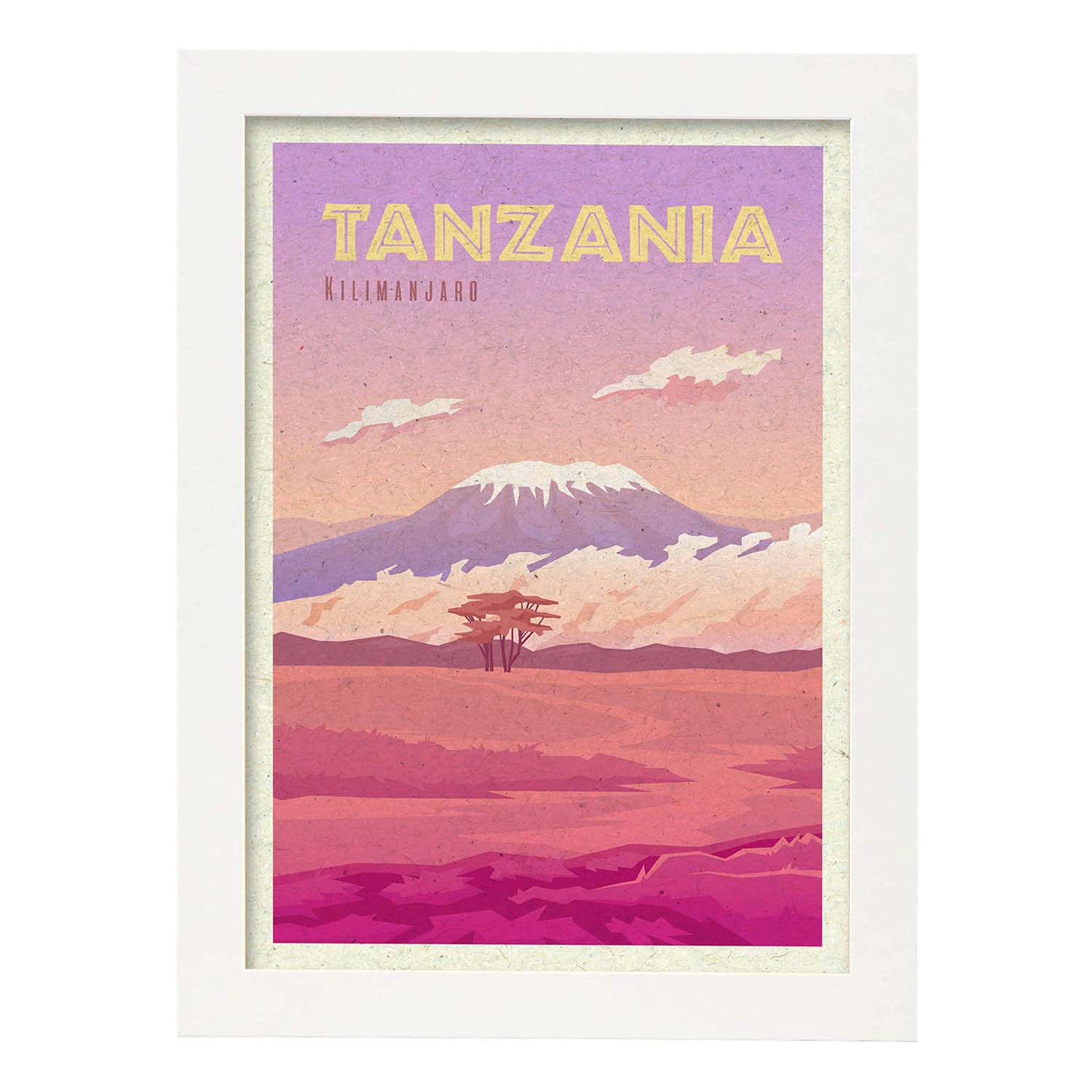 Lámina de Tanzania. Estilo vintage. Poster ciudad en colores. Anuncio Tanzania-Artwork-Nacnic-A3-Marco Blanco-Nacnic Estudio SL