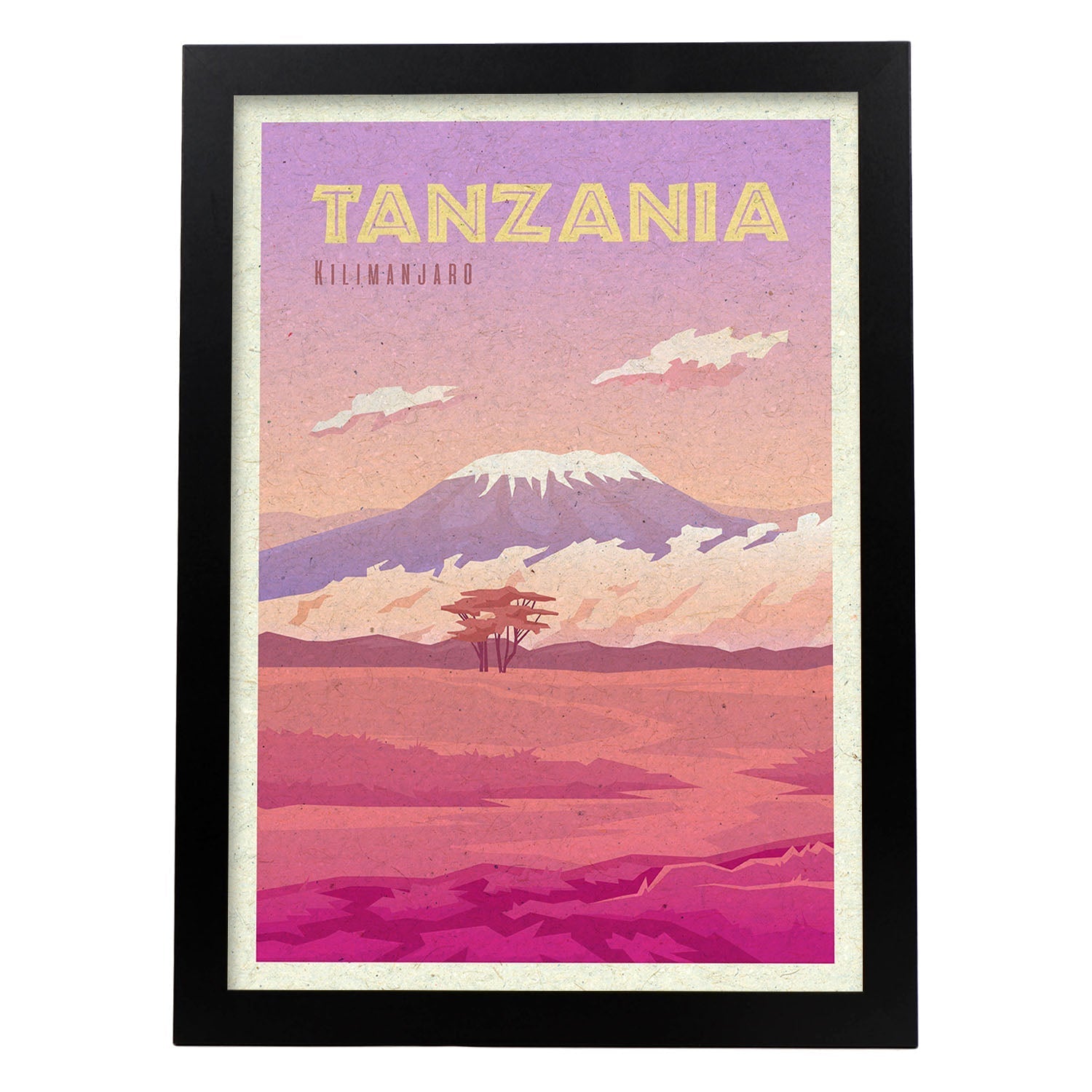 Lámina de Tanzania. Estilo vintage. Poster ciudad en colores. Anuncio Tanzania-Artwork-Nacnic-A3-Marco Negro-Nacnic Estudio SL