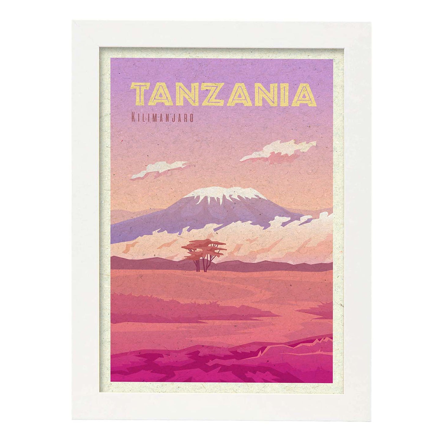 Lámina de Tanzania. Estilo vintage. Poster ciudad en colores. Anuncio Tanzania-Artwork-Nacnic-A4-Marco Blanco-Nacnic Estudio SL
