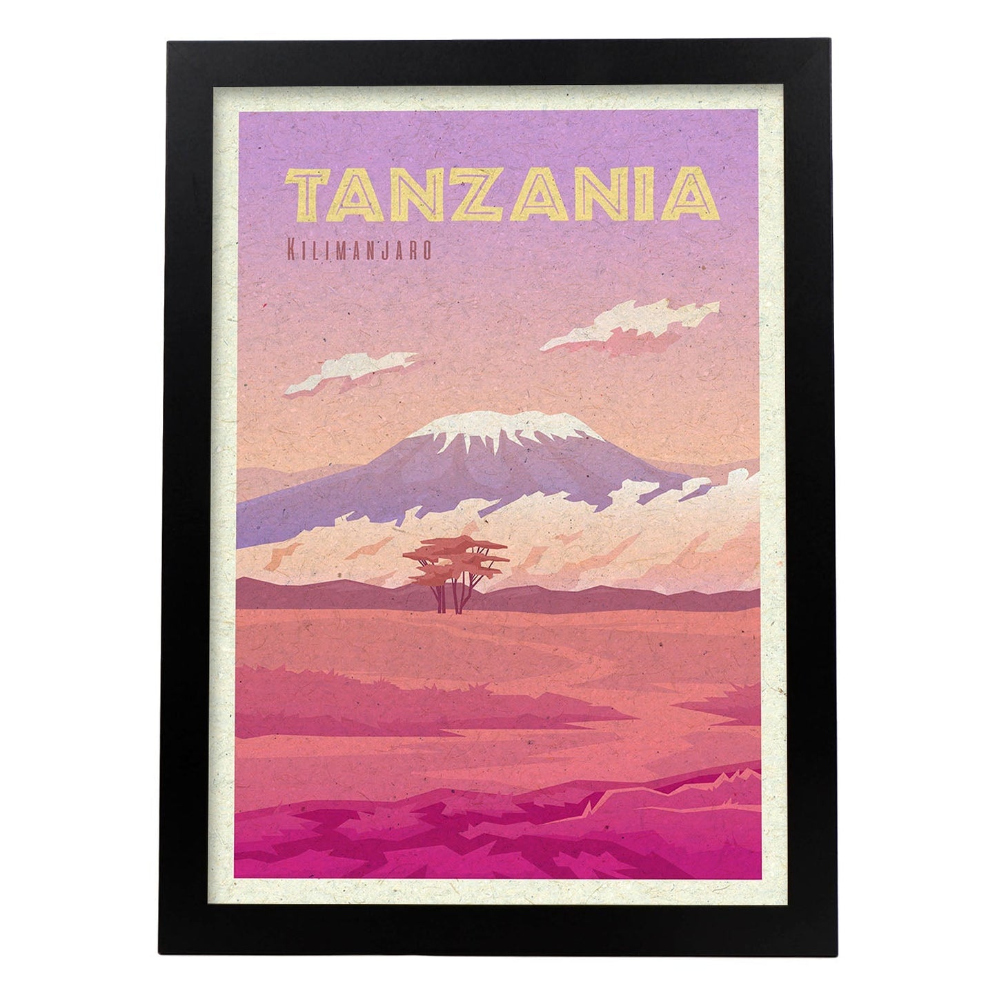 Lámina de Tanzania. Estilo vintage. Poster ciudad en colores. Anuncio Tanzania-Artwork-Nacnic-A4-Marco Negro-Nacnic Estudio SL