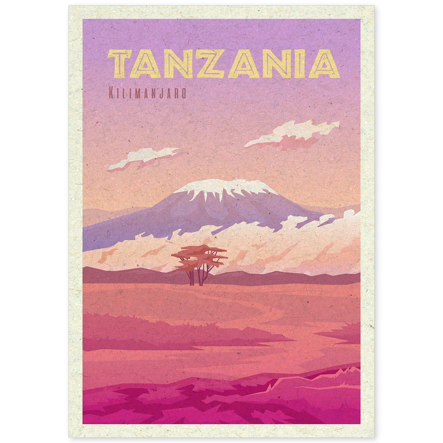 Lámina de Tanzania. Estilo vintage. Poster ciudad en colores. Anuncio Tanzania-Artwork-Nacnic-A4-Sin marco-Nacnic Estudio SL