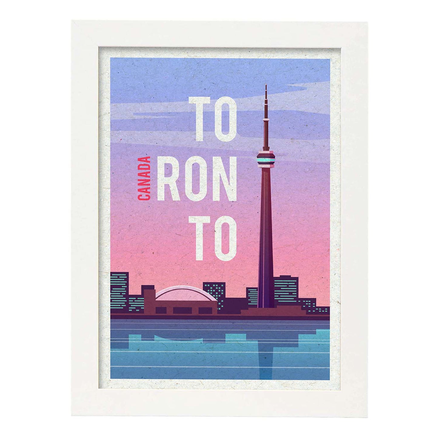 Lámina de Toronto. Estilo vintage. Poster ciudad en colores. Anuncio Canada-Artwork-Nacnic-A3-Marco Blanco-Nacnic Estudio SL