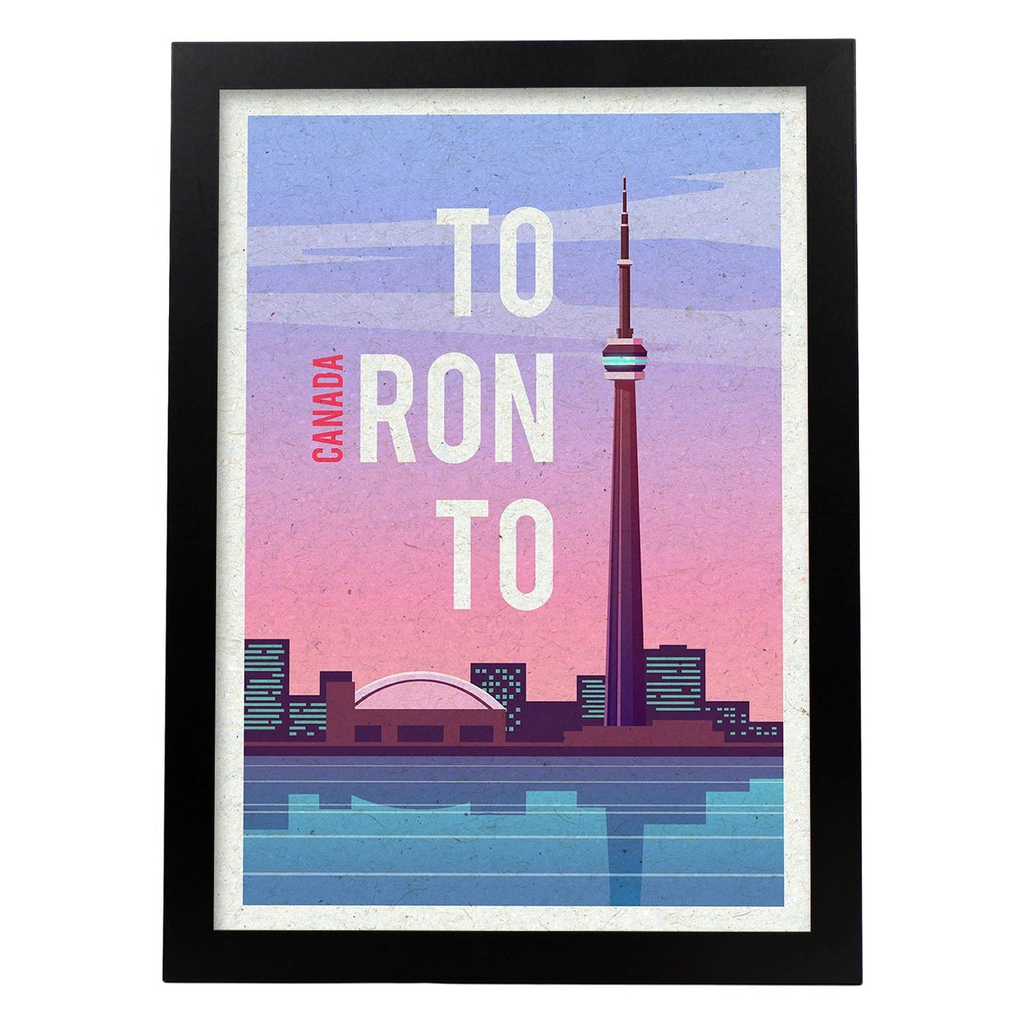 Lámina de Toronto. Estilo vintage. Poster ciudad en colores. Anuncio Canada-Artwork-Nacnic-A3-Marco Negro-Nacnic Estudio SL