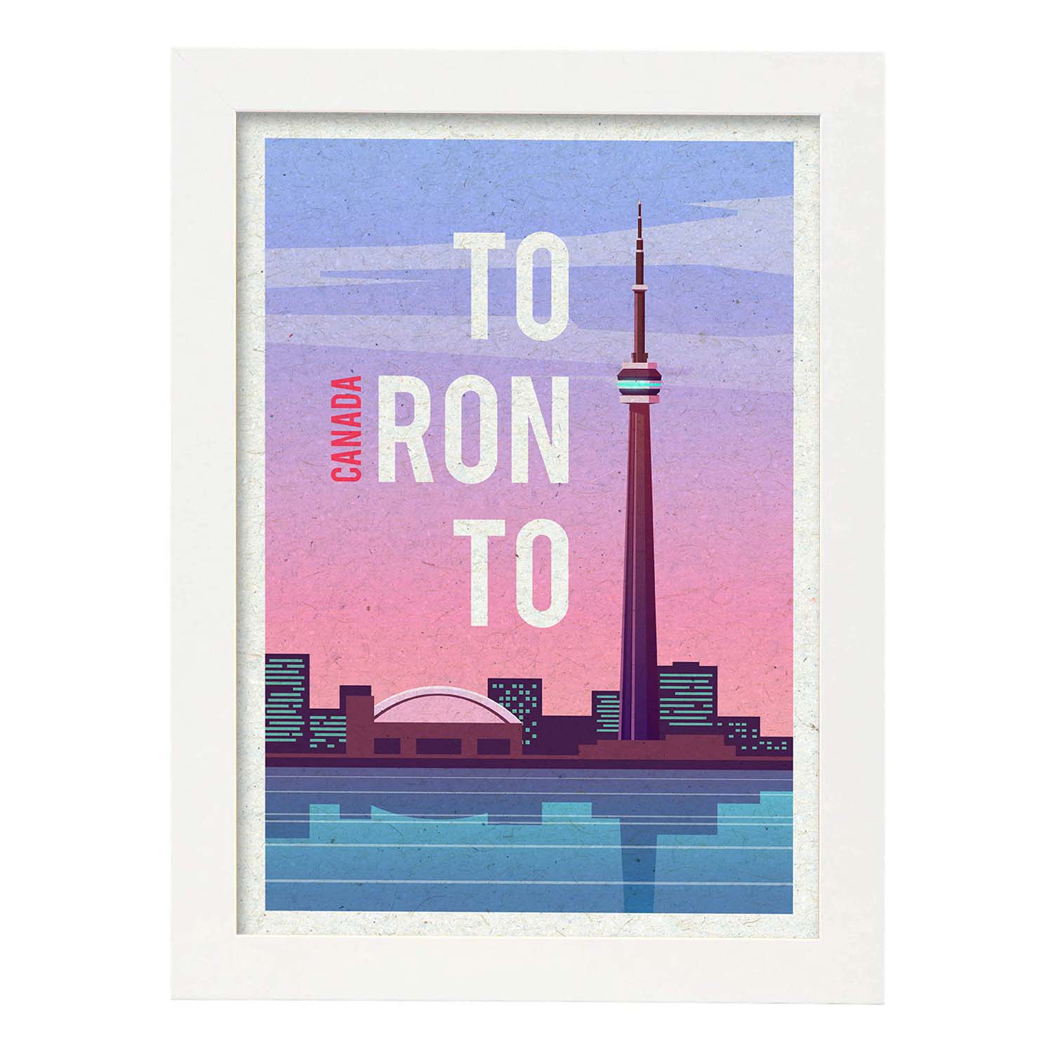 Lámina de Toronto. Estilo vintage. Poster ciudad en colores. Anuncio Canada-Artwork-Nacnic-A4-Marco Blanco-Nacnic Estudio SL