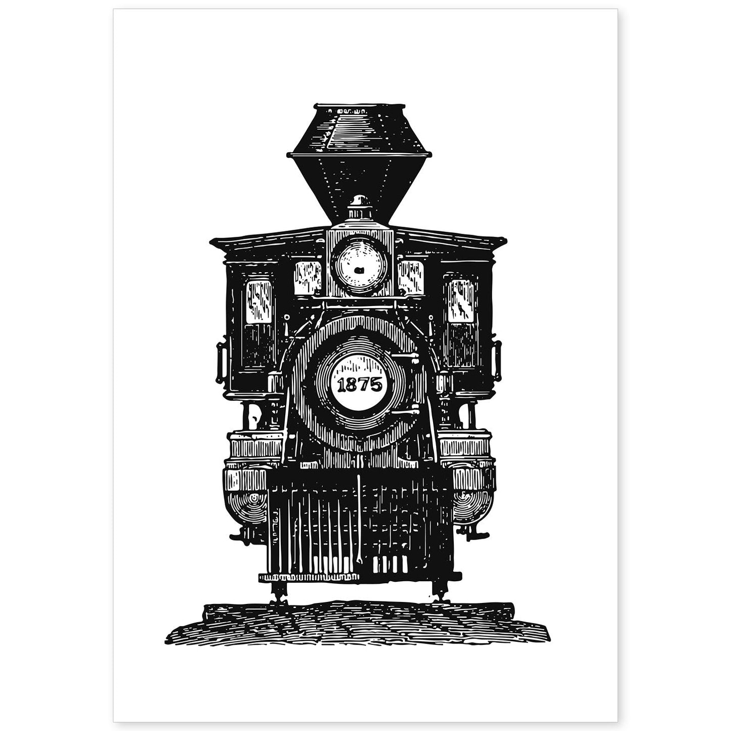 Lámina de Tren a vapor. Posters con objetos vintage.-Artwork-Nacnic-A4-Sin marco-Nacnic Estudio SL