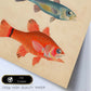 Lámina de tres peces amariilo y marron azul y rojo en , fondo papel vintage.-Artwork-Nacnic-Nacnic Estudio SL