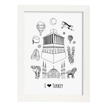 Lámina de Turquía. Pósters de países y ciudades del mundo. Imágenes de monumentos y viajes.-Artwork-Nacnic-A4-Marco Blanco-Nacnic Estudio SL