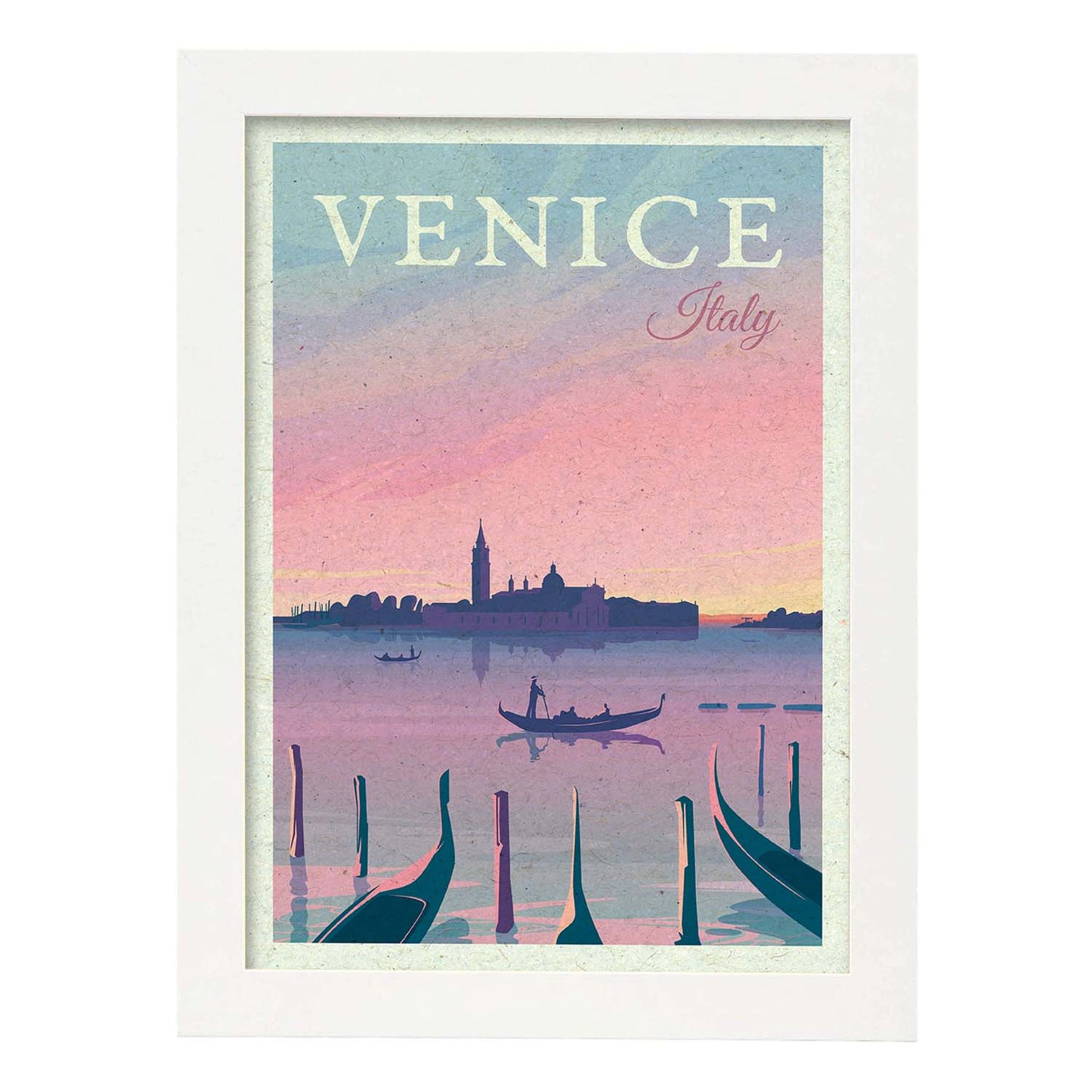 Lámina de Venecia. Estilo vintage. Poster ciudad en colores. Anuncio Italia-Artwork-Nacnic-A3-Marco Blanco-Nacnic Estudio SL