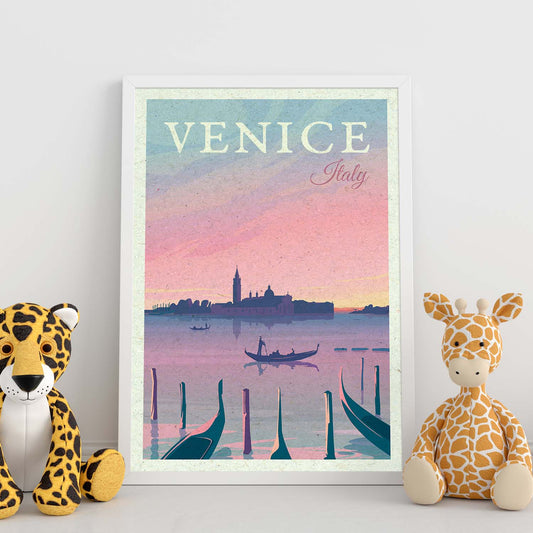 Lámina de Venecia. Estilo vintage. Poster ciudad en colores. Anuncio Italia-Artwork-Nacnic-Nacnic Estudio SL