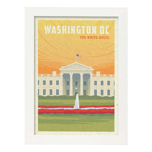 Lámina de Washington. Estilo vintage. Poster ciudad en colores. Anuncio Estados Unidos-Artwork-Nacnic-A4-Marco Blanco-Nacnic Estudio SL