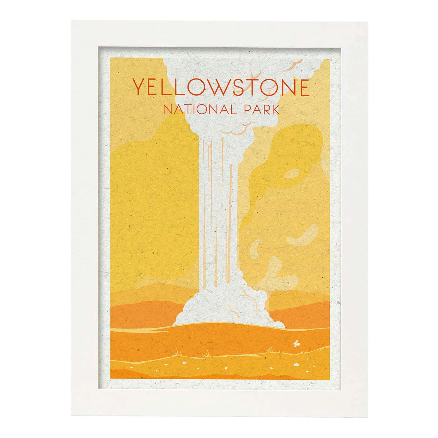 Lámina de Yellowstone. Estilo vintage. Poster ciudad en colores. Anuncio Estados Unidos-Artwork-Nacnic-A3-Marco Blanco-Nacnic Estudio SL