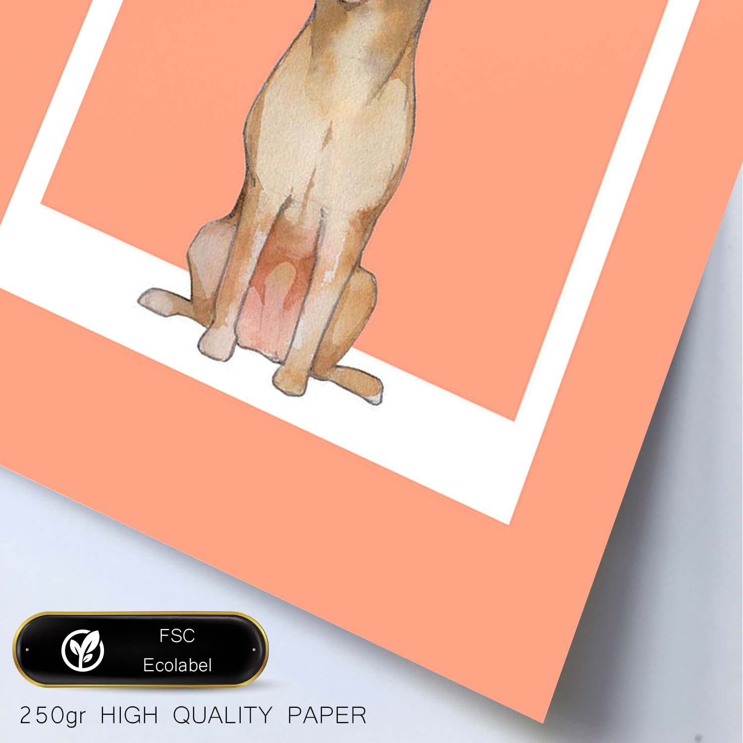 Lámina Dingo. Pósters con ilustraciones de razas de perro en tonos cálidos y pastel.-Artwork-Nacnic-Nacnic Estudio SL