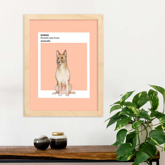 Lámina Dingo. Pósters con ilustraciones de razas de perro en tonos cálidos y pastel.-Artwork-Nacnic-Nacnic Estudio SL