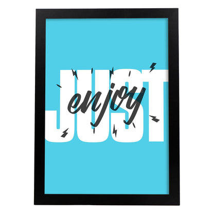 Lámina Disfruta. Pósters con diseño de rótulo y mensajes motivacionales para el día a día.-Artwork-Nacnic-A4-Marco Negro-Nacnic Estudio SL