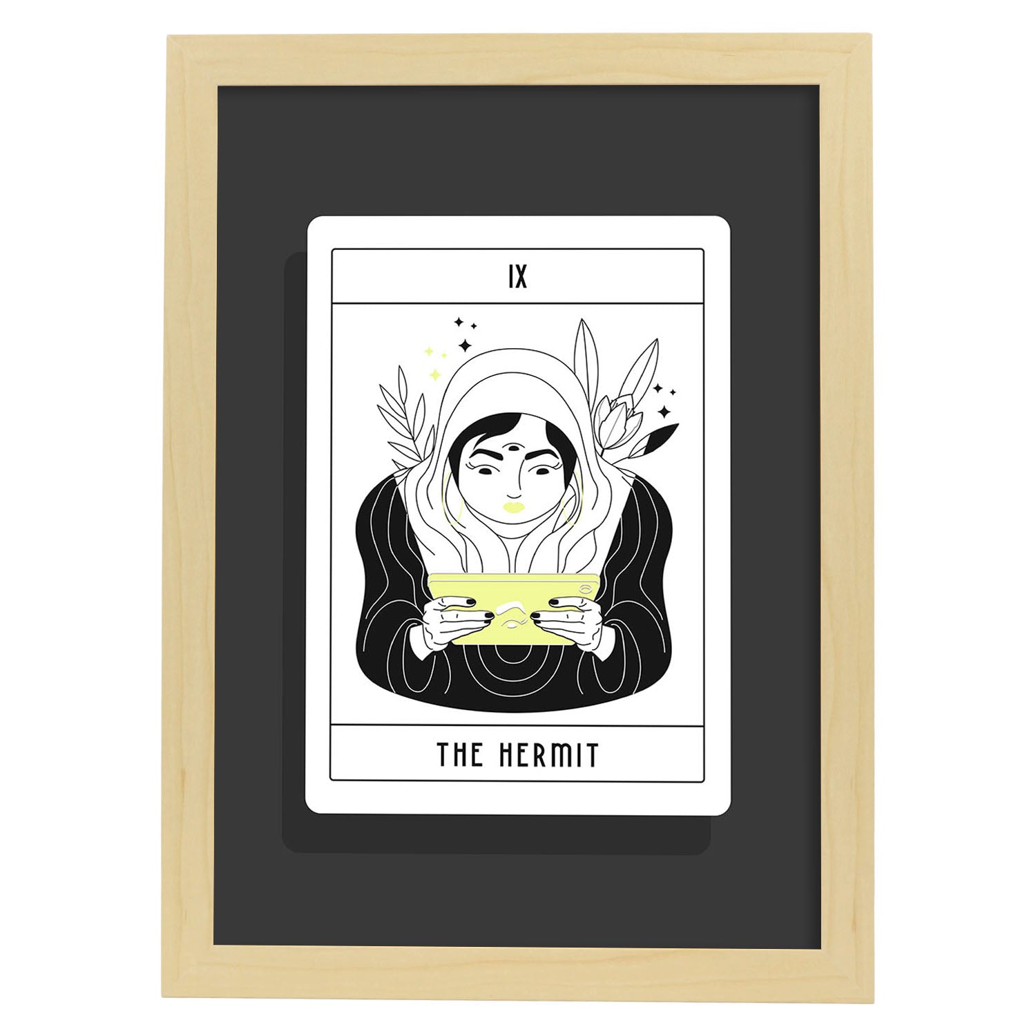 Lámina El ermitaño. Pósters con originales ilustraciones de las cartas Tarot.-Artwork-Nacnic-A3-Marco Madera clara-Nacnic Estudio SL