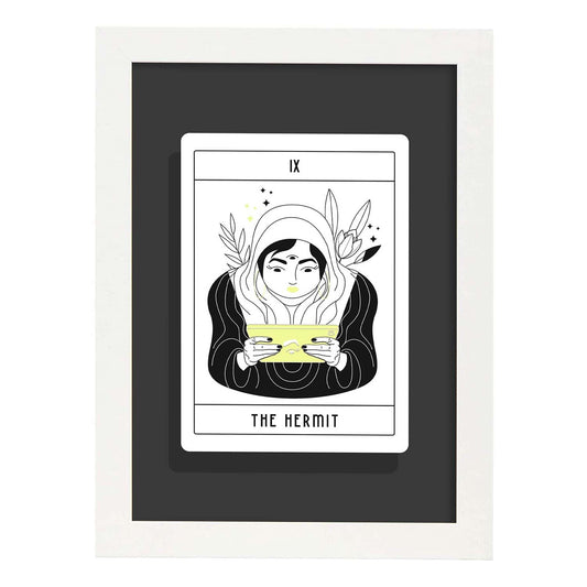 Lámina El ermitaño. Pósters con originales ilustraciones de las cartas Tarot.-Artwork-Nacnic-A4-Marco Blanco-Nacnic Estudio SL