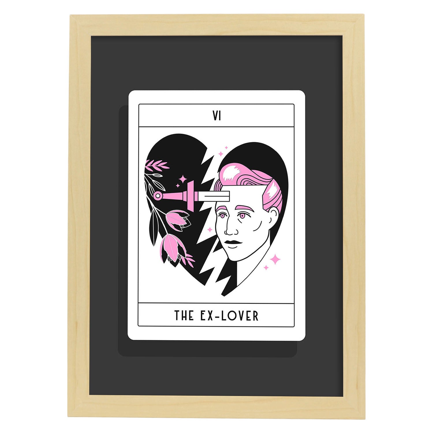 Lámina El ex. Pósters con originales ilustraciones de las cartas Tarot.-Artwork-Nacnic-A3-Marco Madera clara-Nacnic Estudio SL