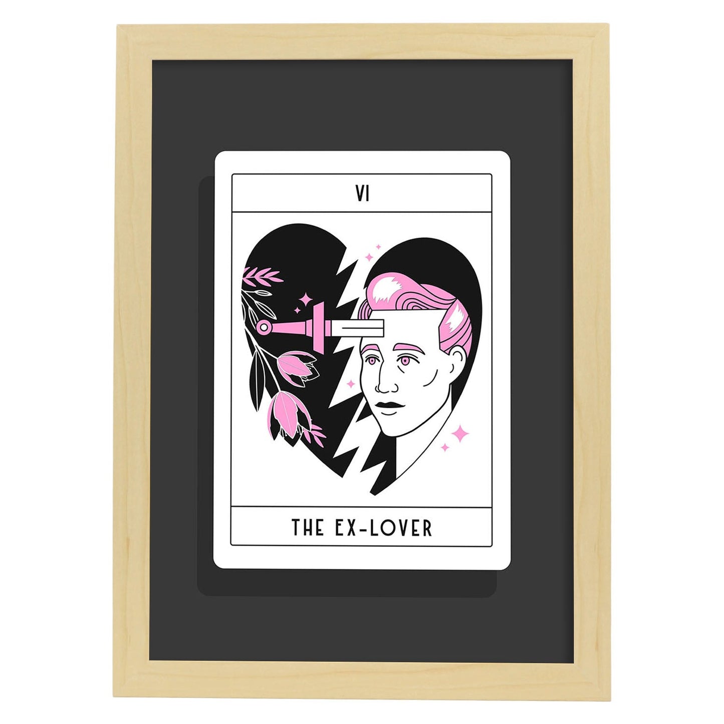 Lámina El ex. Pósters con originales ilustraciones de las cartas Tarot.-Artwork-Nacnic-A4-Marco Madera clara-Nacnic Estudio SL