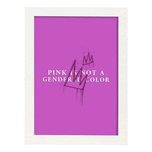 Lámina El rosa no tiene género. Pósters con ilustraciones minimalistas y coloridas de graffiti.-Artwork-Nacnic-A4-Marco Blanco-Nacnic Estudio SL