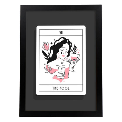 Lámina El tonto. Pósters con originales ilustraciones de las cartas Tarot.-Artwork-Nacnic-A4-Marco Negro-Nacnic Estudio SL