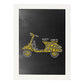 Lámina en amarillo y gris Vespa amarilla en Poster con fondo negro estilo pizarra. Papel 250 gr-Artwork-Nacnic-A4-Marco Blanco-Nacnic Estudio SL