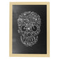 Lámina en blanco y negro calavera La vida en bici en Poster con fondo negro estilo pizarra. Papel 250 gr y tintas de alta calidad.-Artwork-Nacnic-A3-Marco Madera clara-Nacnic Estudio SL