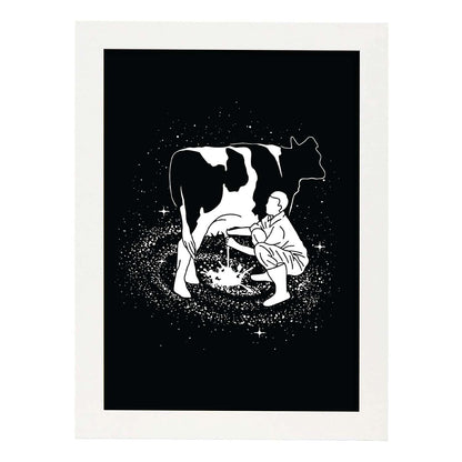 Lámina en blanco y negro de La via lactea en Poster fondo negro. Papel 250 gr y tintas de alta calidad.-Artwork-Nacnic-A4-Marco Blanco-Nacnic Estudio SL
