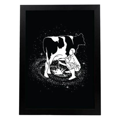 Lámina en blanco y negro de La via lactea en Poster fondo negro. Papel 250 gr y tintas de alta calidad.-Artwork-Nacnic-A4-Marco Negro-Nacnic Estudio SL