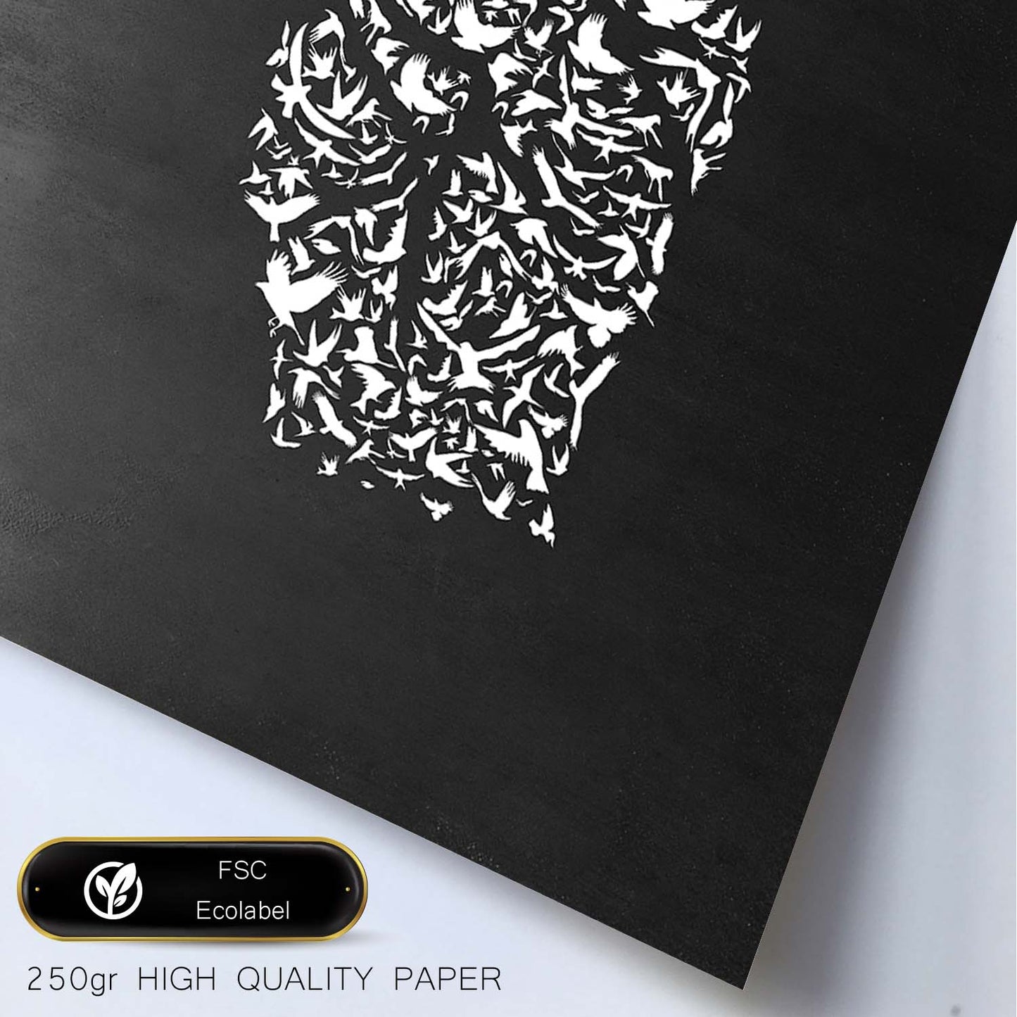 Lámina en blanco y negro Se paz en Poster con fondo negro estilo pizarra. Papel 250 gr.-Artwork-Nacnic-Nacnic Estudio SL